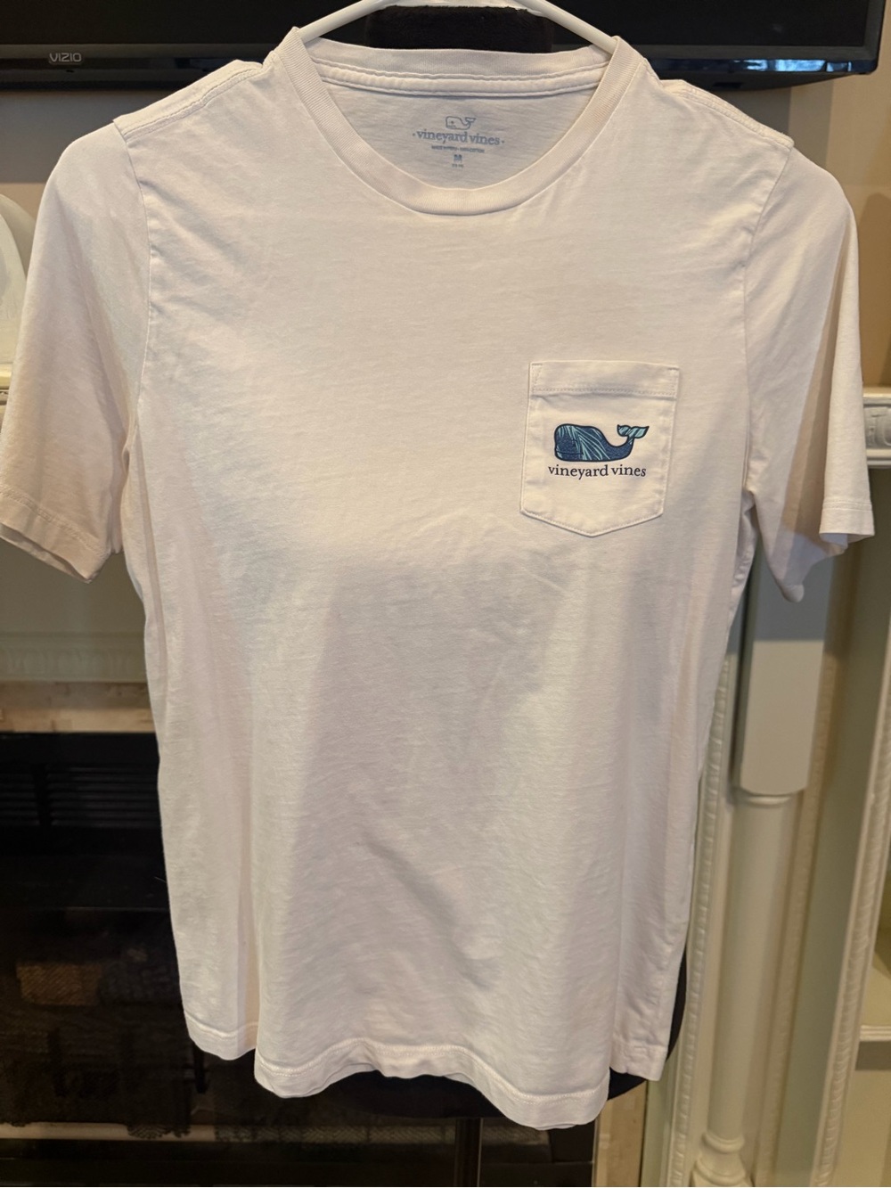 Vineyard Vines White Short Sleeve Pocket Tee with Blue Whale